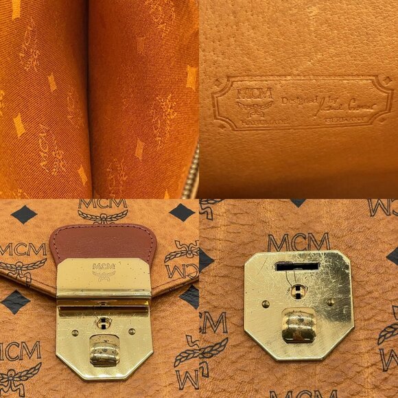255278BR (L3) MCM Business Bag All-Over Pattern Brown PVC - Picture 10 of 11